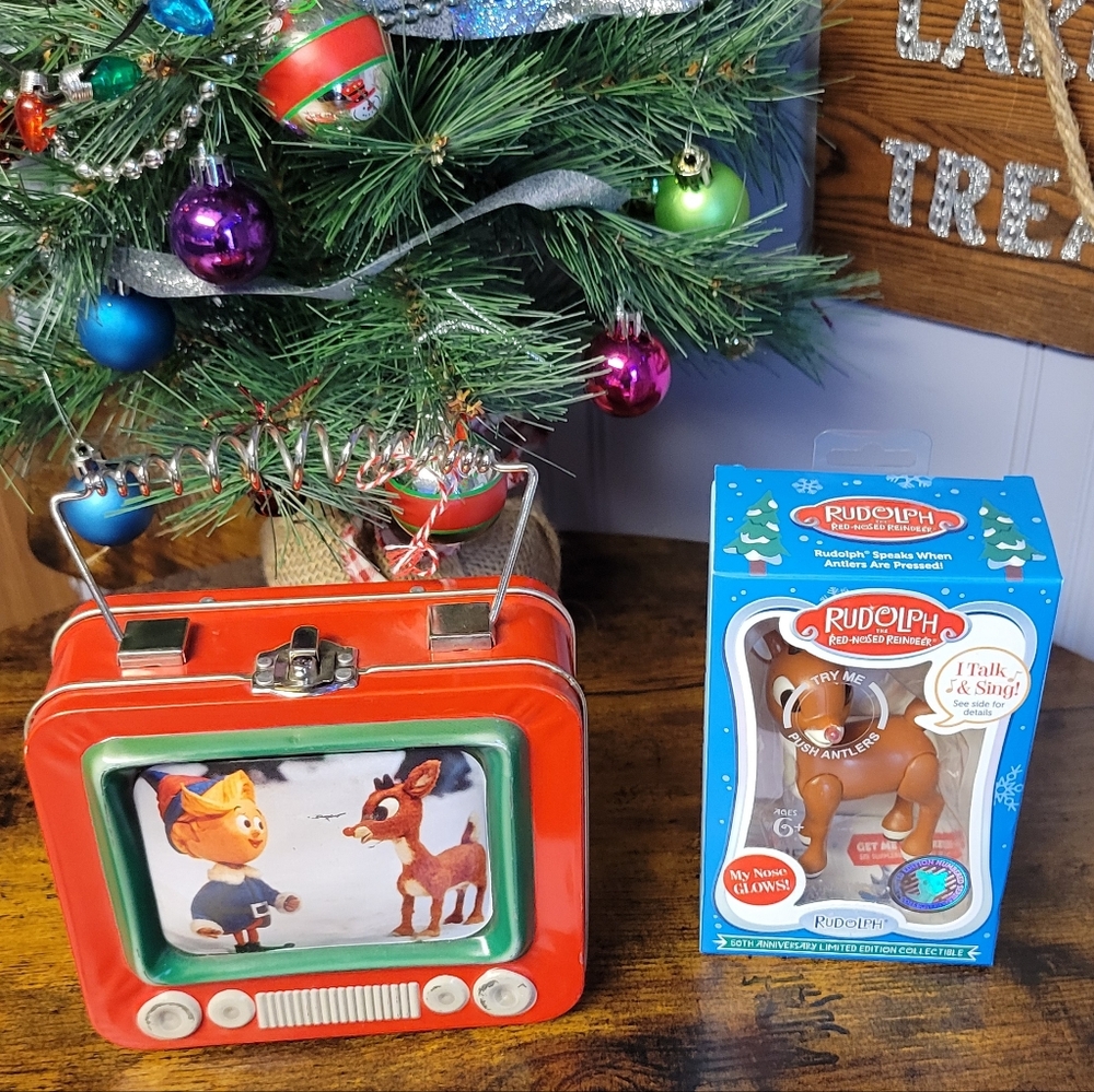 Vintage lot of 2 Rudolph & misfit items-red/blue/brown